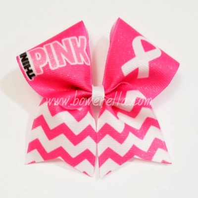 Think Pink Breast Cancer Awareness Cheer Bow