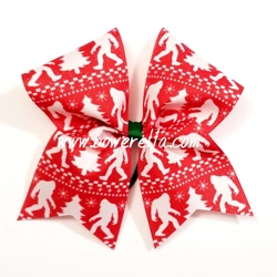 Sasquatch Ugly Sweater Christmas Bow RED