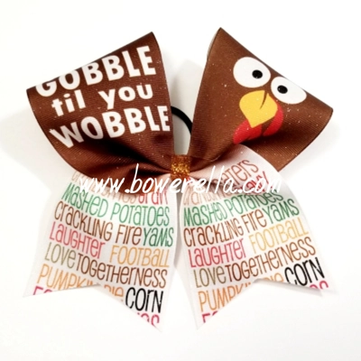 Gobble Til You Wobble Thanksgiving Bow