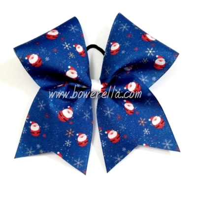 Santa Pattern Christmas Bow