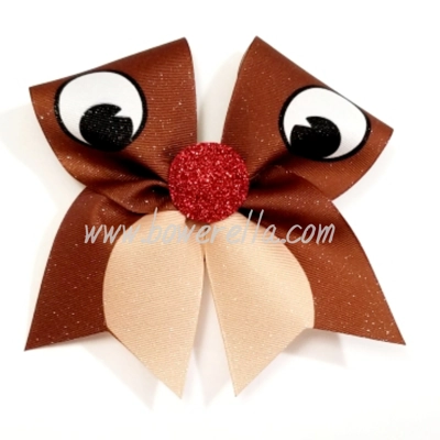 Rudolph Face Christmas Bow