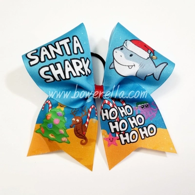 Santa Shark Christmas Bow
