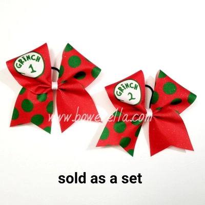 Grinch 1 & 2 Christmas Bow Set