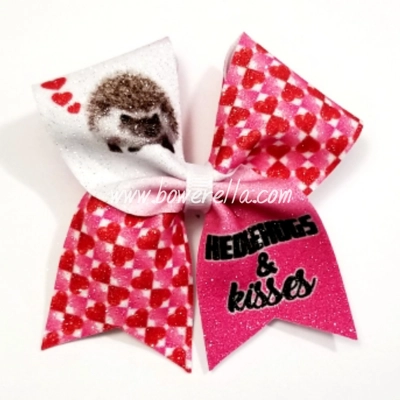 Hedgehugs and Kisses Valentine Cheer Bow