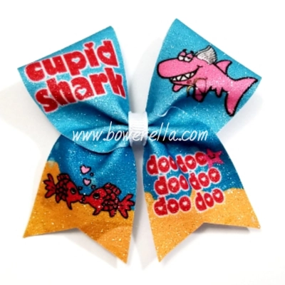 Cupid Shark Valentine Cheer Bow