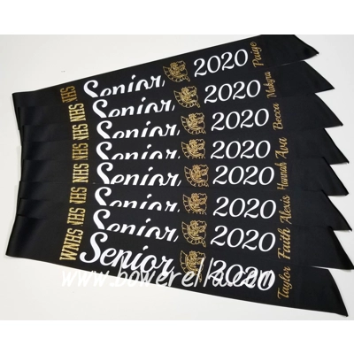 Two Color Deluxe Senior Sash With Name