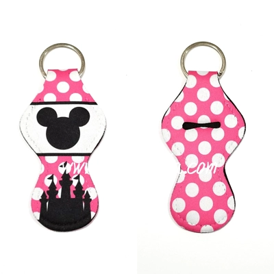 Pink Polka Dot Mouse Lip Balm Holder Keychain