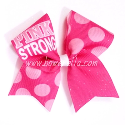 Pink Strong Polka Dot Cancer Cheer Bow