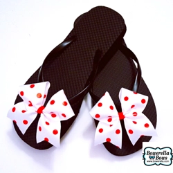 White/Red Polka Dot Flip Flop Bow Set