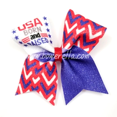 USA Born & Raised 4th of July Cheer Bow