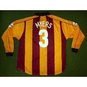 Bradford City 2002-03 Match Worn Home Shirt - MYERS - XXL