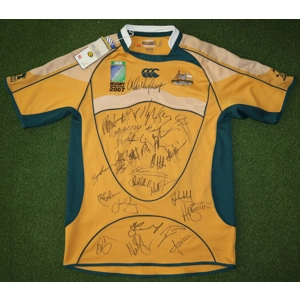 Australia Wallabies Rugby Union Fully Signed 2007 Rugby World Cup Jersey - Medium (fc1a)x