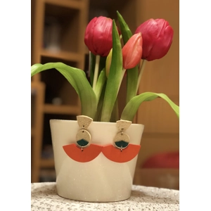 Luna earrings - orange-green-gold