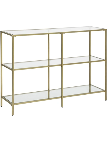 Tempered Glass Console Sofa Table 3-Tier Storage Rack