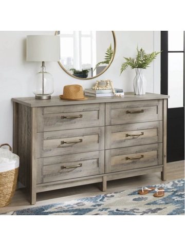 Modern Farmhouse 6 - Drawer Dresser, Rustic Gray Finish
