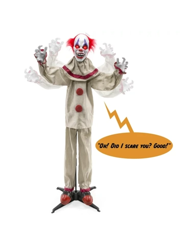 Creepy Scary Harry the Motion Activated Animatronic Killer Clown With Glowing Red Eyes Halloween