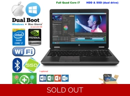 HP ZBook 15 HD Intel i7 max 24GB HDD+SSD NVidia Windows Mac Hackintosh