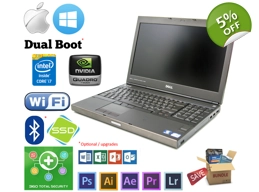 Dell M4800 HD Intel i7 32GB HDD+SSD NVidia Windows Mac Hackintosh