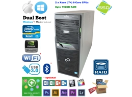 Fujitsu TX200 S7, 2 x E5 CPU, 192GB *, 8 x SAS HDD (Hot-Swap), 2xPSU