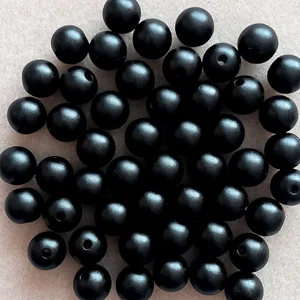 50, 9mm round beads, black