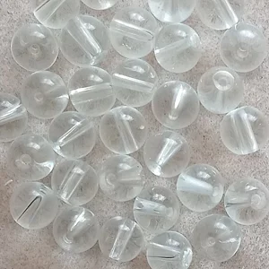 30, 10mm round glass beads, clear