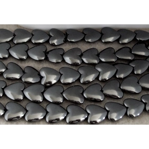 12, 12mm hematite heart beads