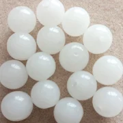 15, 12mm round glass beads, milky white