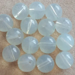 15, 12mm round glass beads, translucent white opal