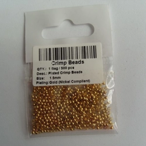 500, 1.5mm crimp beads, gold plated