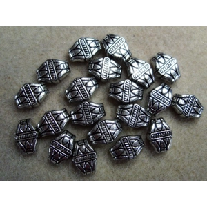 20 silver metallised beads, 16mm x 12mm x 7mm