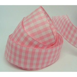 1 metre baby pink gingham ribbon