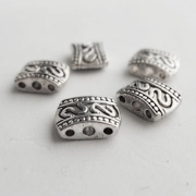 5, multi strand spacer beads, oval, 3 hole, silver plated 11x8mm