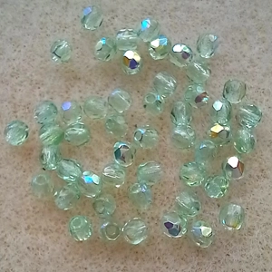 50, 3mm faceted crystal beads, peridot ab