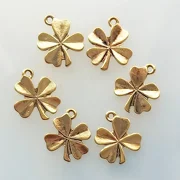 6 gold plated four leaf clover charms