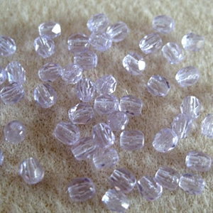 100 4mm Czech glass faceted crystals, transparent lilac