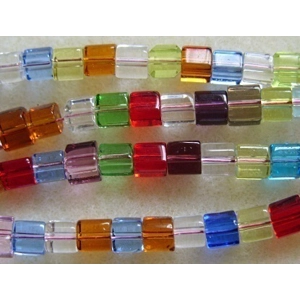 100, 4.5mm mixed glass cube beads.
