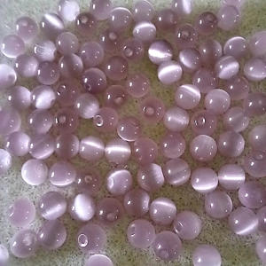 100 cats eye beads, 4mm round glass beads, mauve