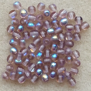 80, 4mm glass beads, transparent amethyst ab