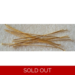 100, 50mm gold plated headpins