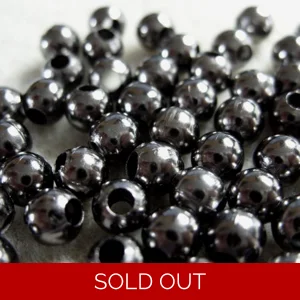 50, 6mm black plated metal beads, large hole