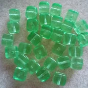 30, 6mm glass cubes, light green