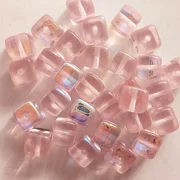 30, 6mm glass cubes, pink