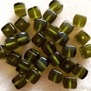 30, 6mm glass cubes, olive green