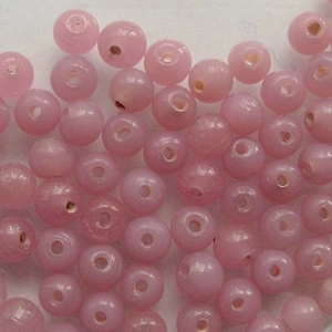 80, 6mm hand made Indian glass beads, semi-opaque pink