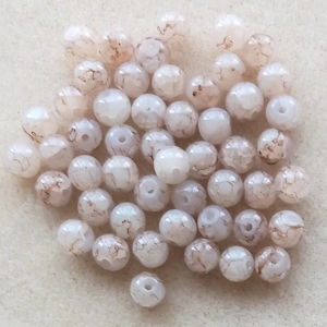 50, 6mm crackle beads, pastel light brown