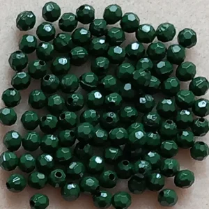 100, 6mm faceted round beads, dark green