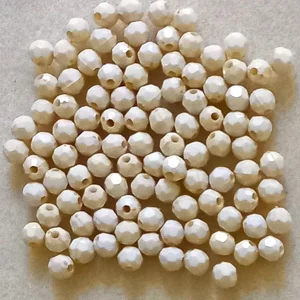 100, 6mm faceted round beads, cream ivory