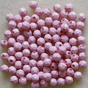 100, 6mm faceted round beads, pink