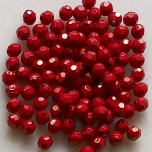 100, 6mm faceted round beads, red