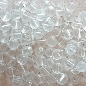 100, 6mm round glass beads, clear